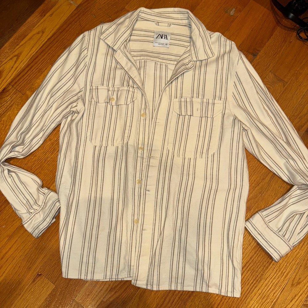 Mens Zara Striped Button Down Shirt Size M
